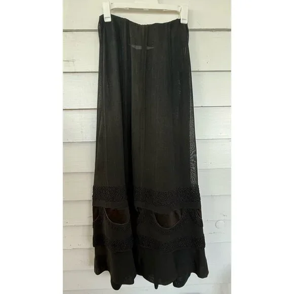 Antique 1910's French Voile Black Skirt Soutache Velvet Embellished XS - Picture 14 of 16